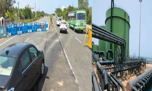 நெம்மேலியில் கடல்நீரை குடிநீராக்கும் 2-வது ஆலைக்காக ராட்சத குழாய் பதிக்கும் பணிகளுக்காக  போக்குவரத்து மாற்றம்