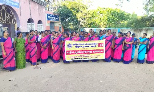 அங்கன்வாடி பணியாளர்கள் ஆர்ப்பாட்டம்