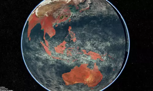 விண்வெளியிலிருந்து இந்தியா பார்க்க எப்படி இருக்கும்...? நீல நிறத்திற்கு பதிலாக சிவப்பு நிறம் என்ன காரணம்...?