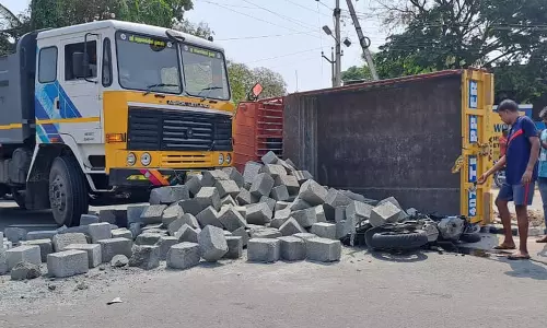 கற்கள் ஏற்றி சென்ற வேன் மோதி பிளஸ்- 1 மாணவன் சாவு