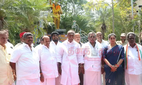 அம்பேத்கர் சிலைக்கு, ரங்கசாமி மாலை அணிவித்து மரியாதை