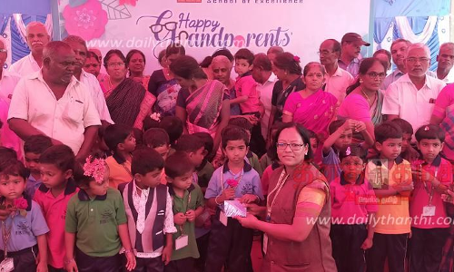 ஆரணி கண்ணம்மாள் பன்னாட்டு சி.பி.எஸ்.இ. பள்ளியில் தாத்தா- பாட்டி தினம் கொண்டாட்டம்