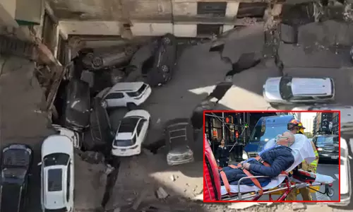 அமெரிக்கா:  கார் பார்க்கிங் பகுதி திடீரென இடிந்து விழுந்ததில் ஒருவர் பலி; 5 பேர் காயம்