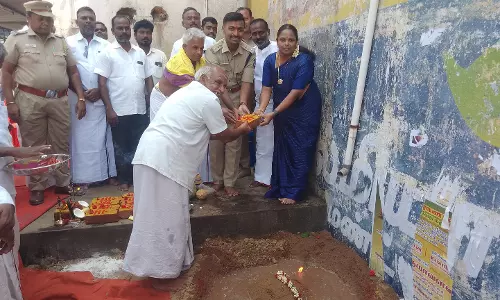 காவல் சோதனை சாவடி அமைக்கும் பணி தொடக்கம்