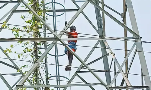 ஆக்கிரமிப்புகளை அகற்றக்கோரி செல்போன் கோபுரத்தில் ஏறி விவசாயி போராட்டம் ஆக்கிரமிப்புகளை அகற்றக்கோரி செல்போன் கோபுரத்தில் ஏறி விவசாயி போராட்டம்