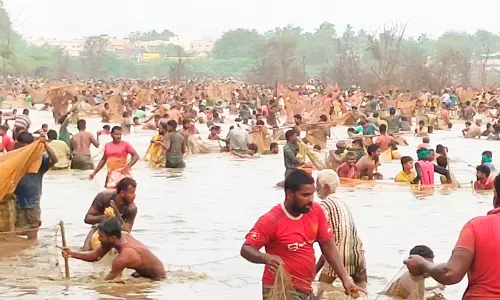 கண்மாயில் மீன்பிடி திருவிழா