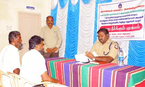 நாமக்கல் போலீஸ் சூப்பிரண்டு அலுவலகத்தில் பொதுமக்கள் குறைதீர்க்கும் முகாம்-99 மனுக்களுக்கு உடனடி தீர்வு