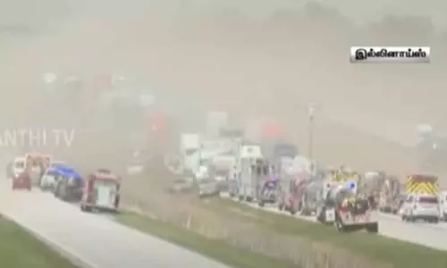 அமெரிக்காவின் இலினாய்ஸ் மாகாணத்தில் புழுதிப்புயல் - நெடுஞ்சாலையில் 70-க்கும் மேற்பட்ட வாகனங்கள் மோதி விபத்து