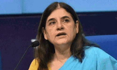 தேர்தல் பிரசாரத்தின்போது மேனகாகாந்தி தவறி விழுந்து காயம்