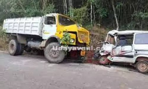 டிப்பர் லாரி மீது வேன் மோதியதில் தொழிலாளி பலி