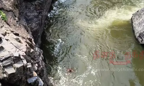 ஒகேனக்கல்லில் காவிரி ஆற்றில் அடித்து சென்றவரை மீட்ட வாலிபர்கள்