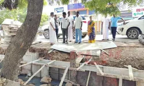 கழிவுநீர் ஓடை பணியை அப்துல் வகாப் எம்.எல்.ஏ. ஆய்வு