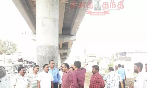 பள்ளிபாளையத்தில்ேமம்பால பணிகளை அதிகாரி ஆய்வுபள்ளிபாளையம், மே.21-