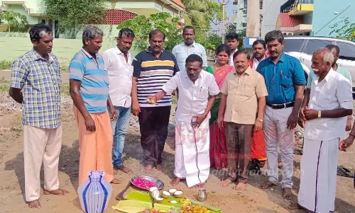 ரேஷன் கடை கட்ட பூமி பூஜை