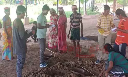 கொந்தகை அகழாய்வு பணிகளை நேரில் பார்த்த தொல்லியல் துறை மாணவர்கள்