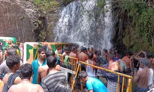 பா.ஜனதா சார்பில் வைத்த தகவல் பலகையில் அகஸ்தியர் அருவியில் குளிப்பதற்கு கட்டணம் கிடையாது என்று இருந்ததால் பரபரப்பு