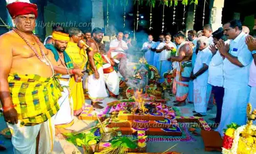 சிங்கம்புணரி சேவகப்பெருமாள் அய்யனார் கோவிலில்யாக சாலை பூஜைகள் தொடக்கம்