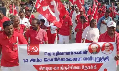 கோரிக்கைகளை வலியுறுத்தி சி.ஐ.டி.யு.வினர் பிரசார நடைபயணம்