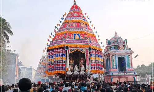 திருநள்ளாறு சனீஸ்வரர் கோவிலில் தேரோட்டம் கோலாகலம் - திரளான பக்தர்கள் சாமி தரிசனம்