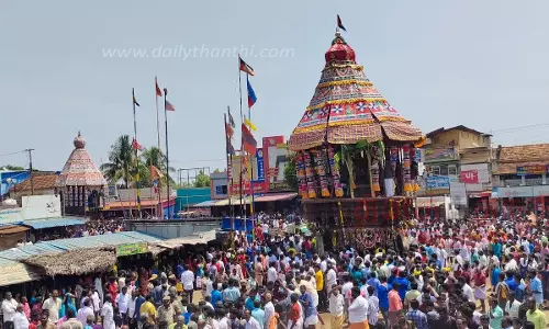 சோமேசுவரர்-சவுந்தரநாயகி அம்பாள் கோவில் தேரோட்டம் ஆயிரக்கணக்கான பக்தர்கள் வடம் பிடித்து இழுத்தனர்
