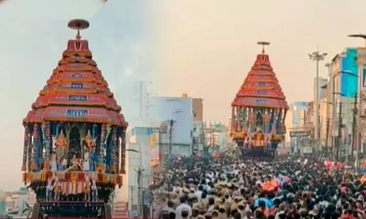 காஞ்சிபுரம் வரதராஜ பெருமாள் கோவில் வைகாசி பிரம்மோற்சவ தேரோட்டம் - ஆயிரக்கணக்கில் குவிந்த பக்தர்கள்