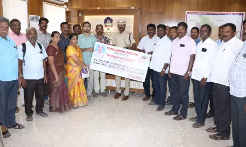 புற்றுநோயால் மரணமடைந்த சிறப்பு சப்-இன்ஸ்பெக்டர் குடும்பத்திற்கு நிதி உதவி போலீஸ் சூப்பிரண்டு வழங்கினார்