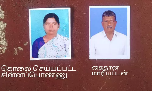 கள்ளத்தொடர்பை கைவிட மறுத்ததால்தலையில் கல்லை போட்டு பெண் படுகொலைகணவர் கைது