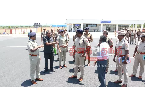 மத்திய மந்திரி அமித்ஷா வருகையையொட்டிவேலூர் அப்துல்லாபுரம் விமான நிலையத்தில் போலீஸ் டி.ஐ.ஜி. ஆய்வு