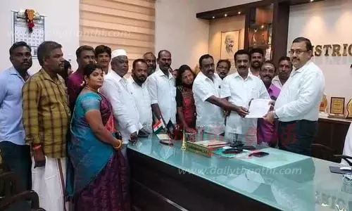 தென்காசி நகராட்சி அலுவலகம் முன்பு கருணாநிதி உருவச் சிலை; கலெக்டரிடம் அனுமதி கோரி நகர்மன்ற தலைவர் கடிதம்