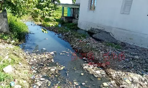 தலையாம்பள்ளத்தில் கழிவுநீர் சூழ்ந்த கிராம நிர்வாக அலுவலகம்