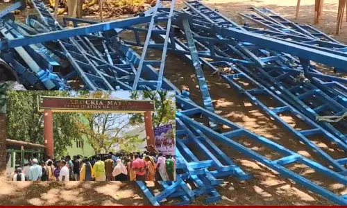 திருச்சி: தனியார் பள்ளியில் சாமியானா பந்தல் சாய்ந்து 10-க்கும் மேற்பட்ட மாணவர்கள் காயம்