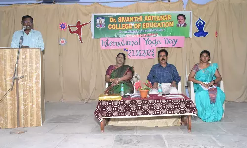 டாக்டர் சிவந்தி ஆதித்தனார் கல்வியியல் கல்லூரியில் உலக யோகா தின விழா