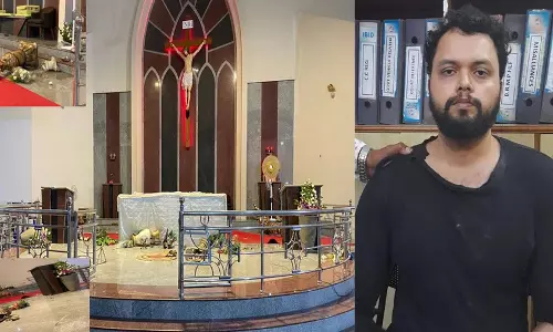 கிறிஸ்தவ தேவாலயத்தில் பொருட்கள் சூறை-வாலிபர் கைது