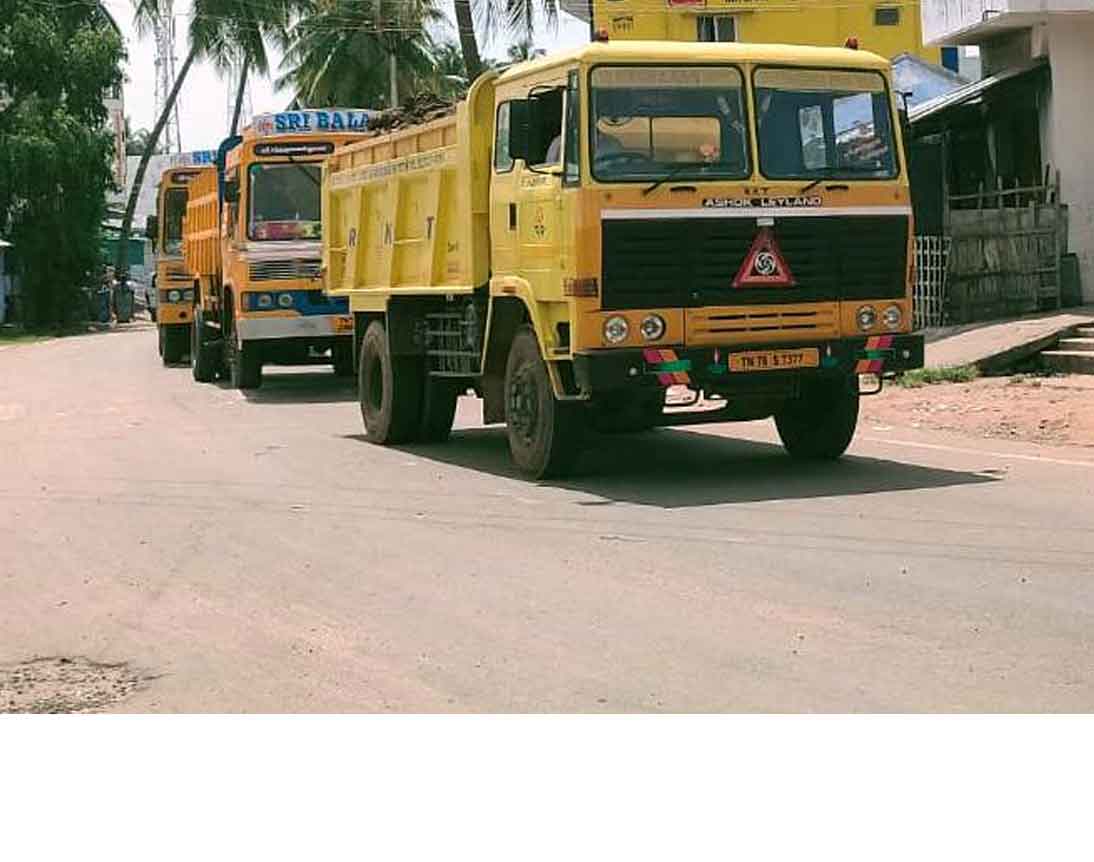 Danger of accidents due to speeding mud trucks அதிவேகத்தில் செல்லும்