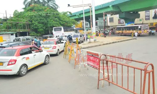 காந்திபுரம் சிக்னலில் வாகனங்கள் நிற்காமல் செல்ல ஏற்பாடு