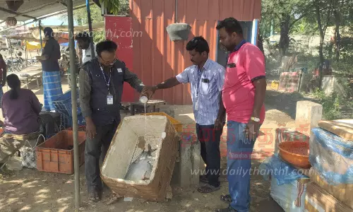 மீன் கடைகளில் உணவு பாதுகாப்பு துறையினர் ஆய்வு
