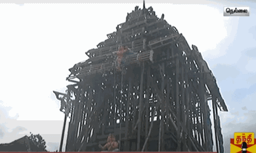தேரோட்டத்துக்கு தயாராகும் நெல்லையப்பர் கோவில் தேர்