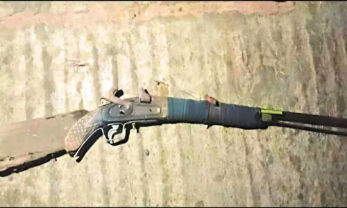 போலீசாரை கண்டதும் நாட்டு துப்பாக்கியை புதரில் வீசி சென்ற ஆசாமிகளால் பரபரப்பு