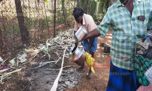 குற்றாலத்தில் 70 லிட்டர் கலப்பட பதநீர் அழிப்பு குற்றாலத்தில் 70 லிட்டர் கலப்பட பதநீர் அழிப்பு