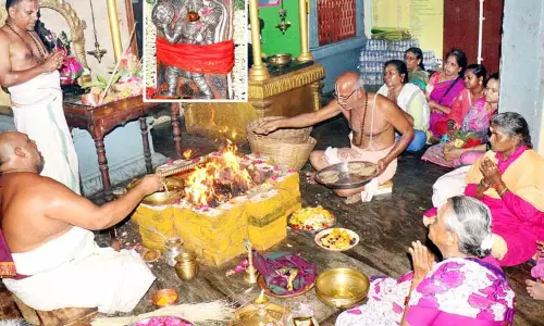 திருச்சி சஞ்சீவி ஆஞ்சநேயர் கோவிலில் உலக நன்மைக்காக சுதர்சன ஹோமம்