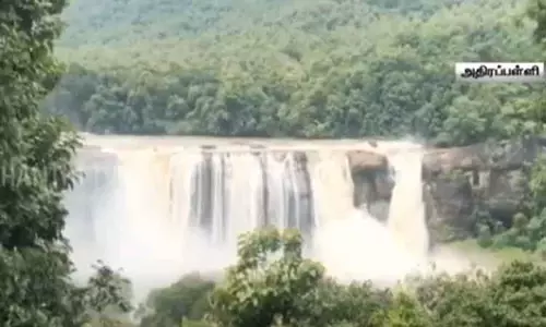 கேரளாவில் கனமழையால் சால்குடி ஆற்றில் வெள்ளப்பெருக்கு - அதிரப்பள்ளி நீர்வீழ்ச்சிக்கு செல்லத் தடை