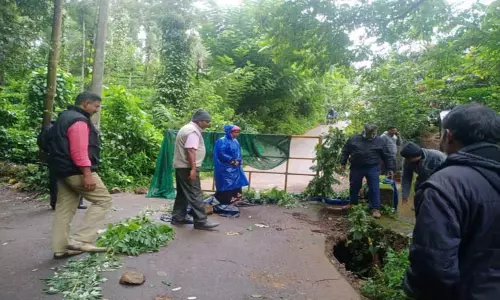 கூடலூர் பகுதியில் தொடர் மழையால் மண் சரிவு அபாயம்-பாலத்தில் விரிசல் ஏற்பட்டதால் வாகன ஓட்டிகள் அச்சம் கூடலூர் பகுதியில் தொடர் மழையால் மண் சரிவு அபாயம்-பாலத்தில் விரிசல் ஏற்பட்டதால் வாகன ஓட்டிகள் அச்சம்