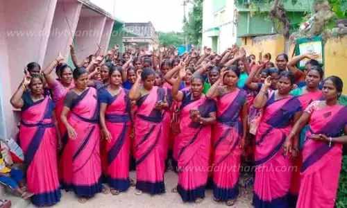 அங்கன்வாடி பணியாளர்கள் ஆர்ப்பாட்டம்