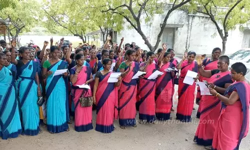 அங்கன்வாடி பணியாளர்கள் ஆர்ப்பாட்டம்