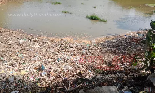 வைத்தியம்பேட்டை குளத்தில் தேங்கி கிடக்கும் குப்பைகள்