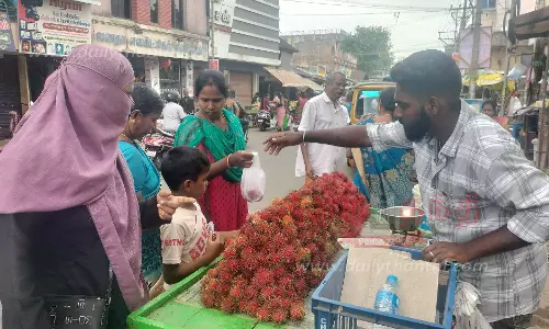 திருவாரூருக்கு விற்பனைக்கு வந்த மங்குஸ்தான், ரம்புட்டான் பழங்கள்
