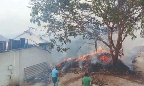 தென்னை நார் தொழிற்சாலையில் தீ விபத்து;ரூ.1½ கோடி பொருட்கள் எரிந்து சேதம்