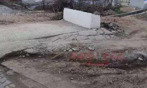 தரமற்றதாக அமைக்கப்பட்டதாக கூறி பொதுமக்கள் சாலை மறியலில் ஈடுபட முயற்சி தரமற்றதாக அமைக்கப்பட்டதாக கூறி பொதுமக்கள் சாலை மறியலில் ஈடுபட முயற்சி