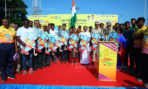 சேலத்துக்கு வந்த ஆசிய சாம்பியன் ஆக்கி கோப்பைக்கு உற்சாக வரவேற்பு