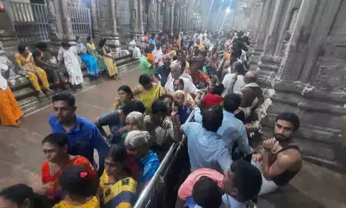 தரிசனம் செய்ய குவிந்த பக்தர்கள்